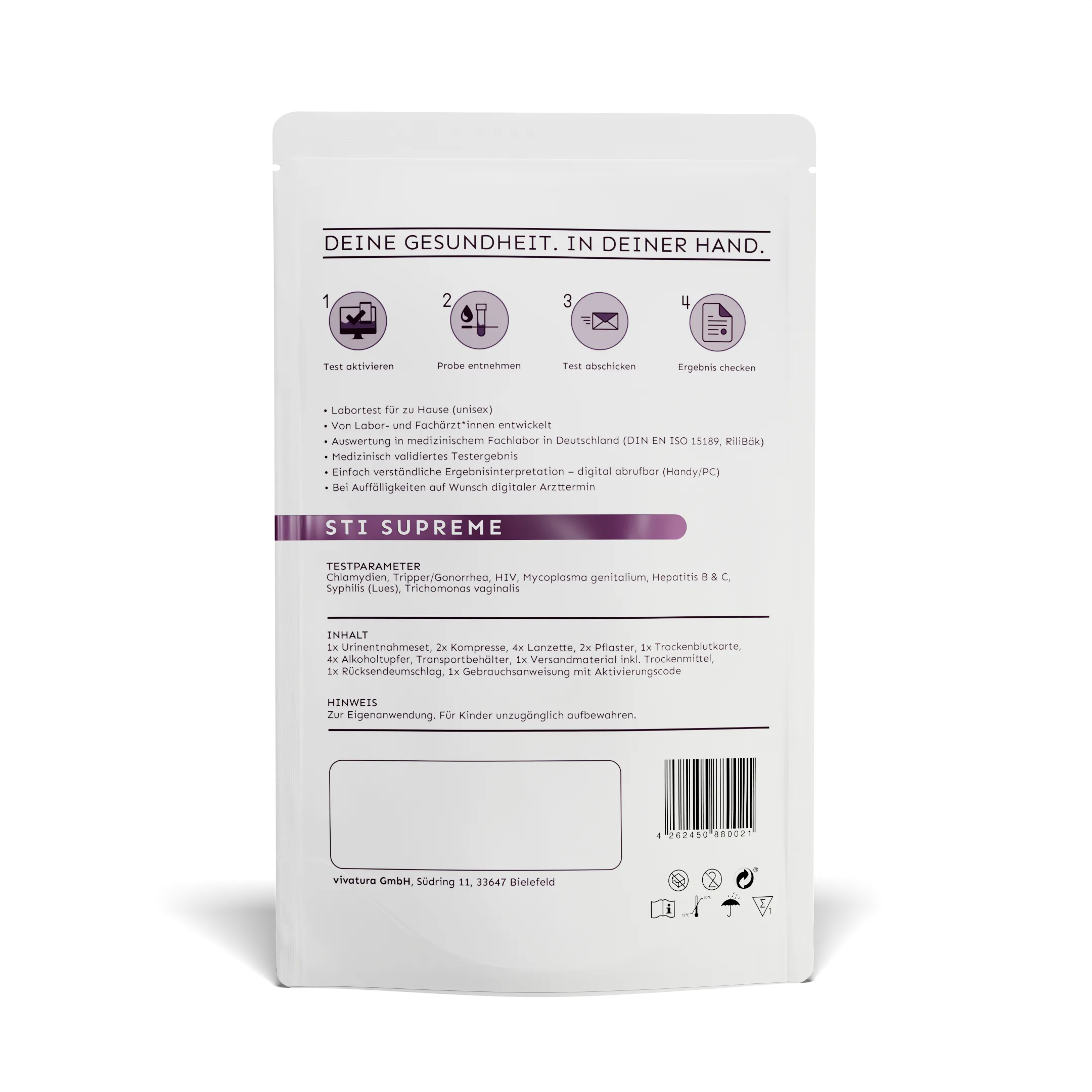 Vollständiger STI-Test Männer (Chlamydien, Gonorrhöe, Trichomoniasis, Syphilis Vollständiger STI-Test Männer (Chlamydien, Gonorrhöe, Trichomoniasis, Syphilis